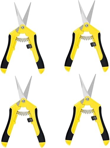 iPower Tijeras de podar de mano de jardinería de 6.5 pulgadas con cuchillas rectas de acero inoxidable para bonsái, hierbas, brote, seto, paquete de