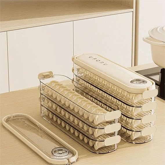 Fridge Storage Boxes With Lids, Dumpling Storage Box, 4-Layer Stackable Food Containers, Plastic Cookie Storage Containers Airtight, Good Sealing, Easy to Clean (Transparent-6-Layer)