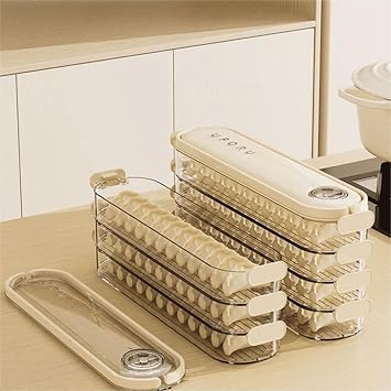 Fridge Storage Boxes With Lids, Dumpling Storage Box, 4-Layer Stackable Food Containers, Plastic Cookie Storage Containers Airtight, Good Sealing, Easy to Clean (Transparent-6-Layer)