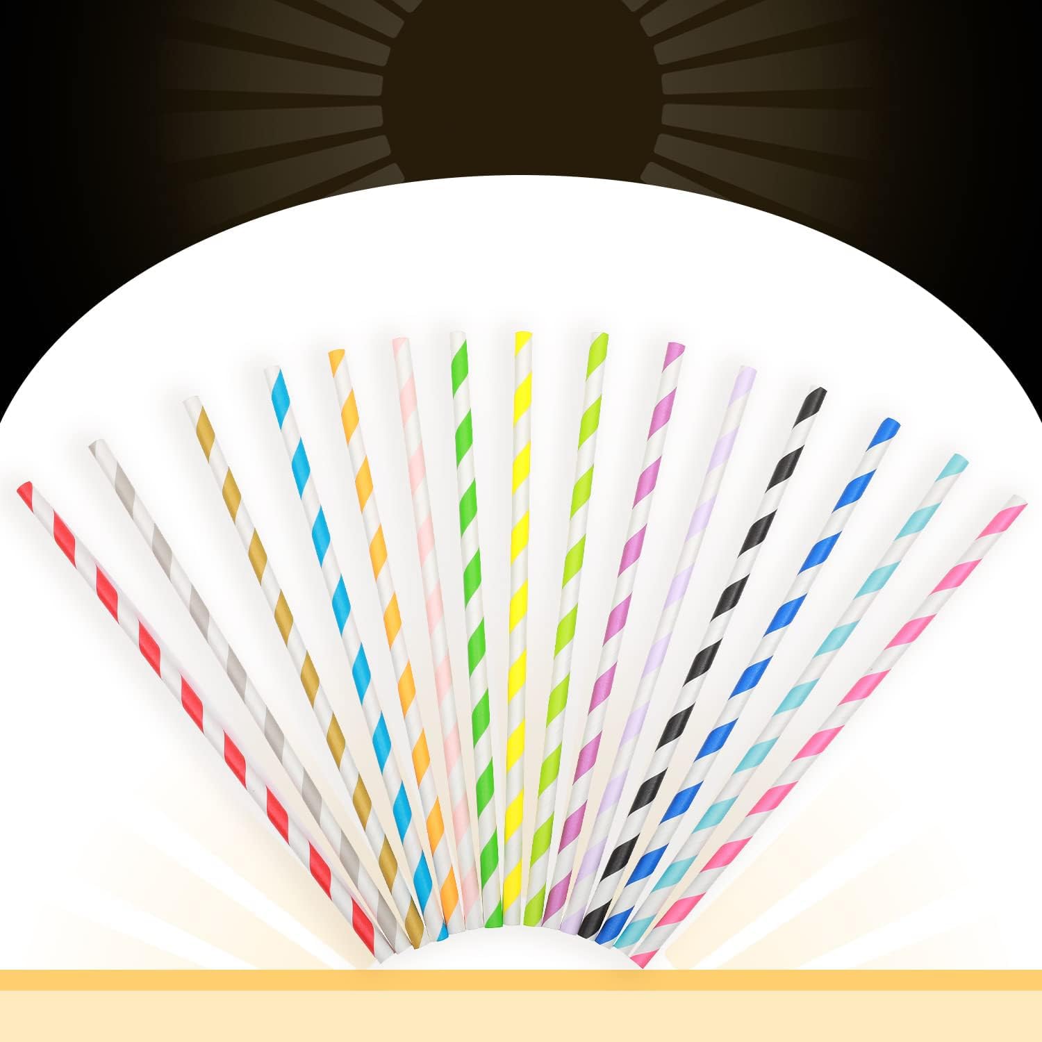 Gcardist Stripe Paper Straws for Drinking Disposable Straws 100pcs Bulk(15 Pattern), 15 Stripe Color, 7.75 x 0.25 inches - Image 2