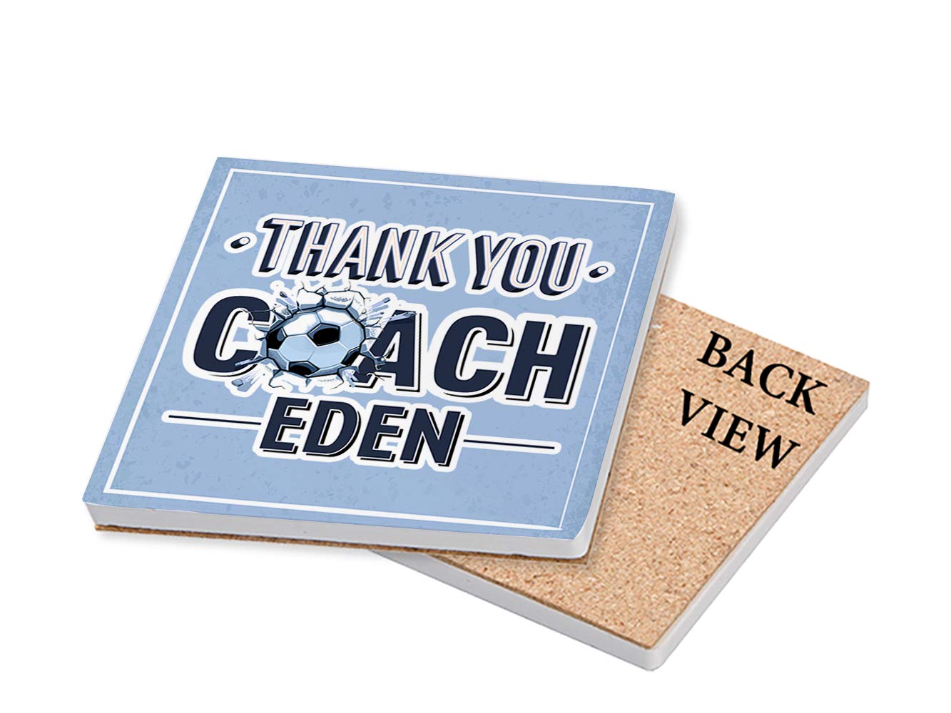 Personalised Football Lover Thank You Coach Any Name Outdoor Game Lover Enthusiast Humorous Present Gift idea Coasters with Different Variations (Ceramic Coaster)