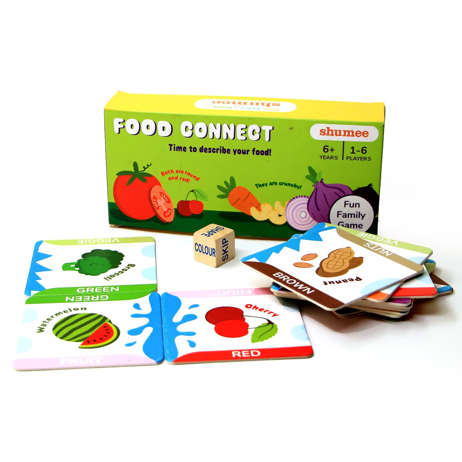 shumee Food Connect - Food Connect: Tile Game Set 40 Food Tiles, 1 Wooden Dice & Play Guide (6 Years+) | Multicolor | Eco Friendly & Safe | Easy to Carry | Made in India | Travel Friendly (B0CJTSHG81) Amazon Price History, Amazon Price Tracker