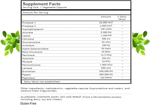 Miniatura 5 de Digest PS Suplemento de apoyo de múltiples enzimas digestivas avanzadas - Limpieza diaria del sistema de digestión esencial bromelina, lipasa,