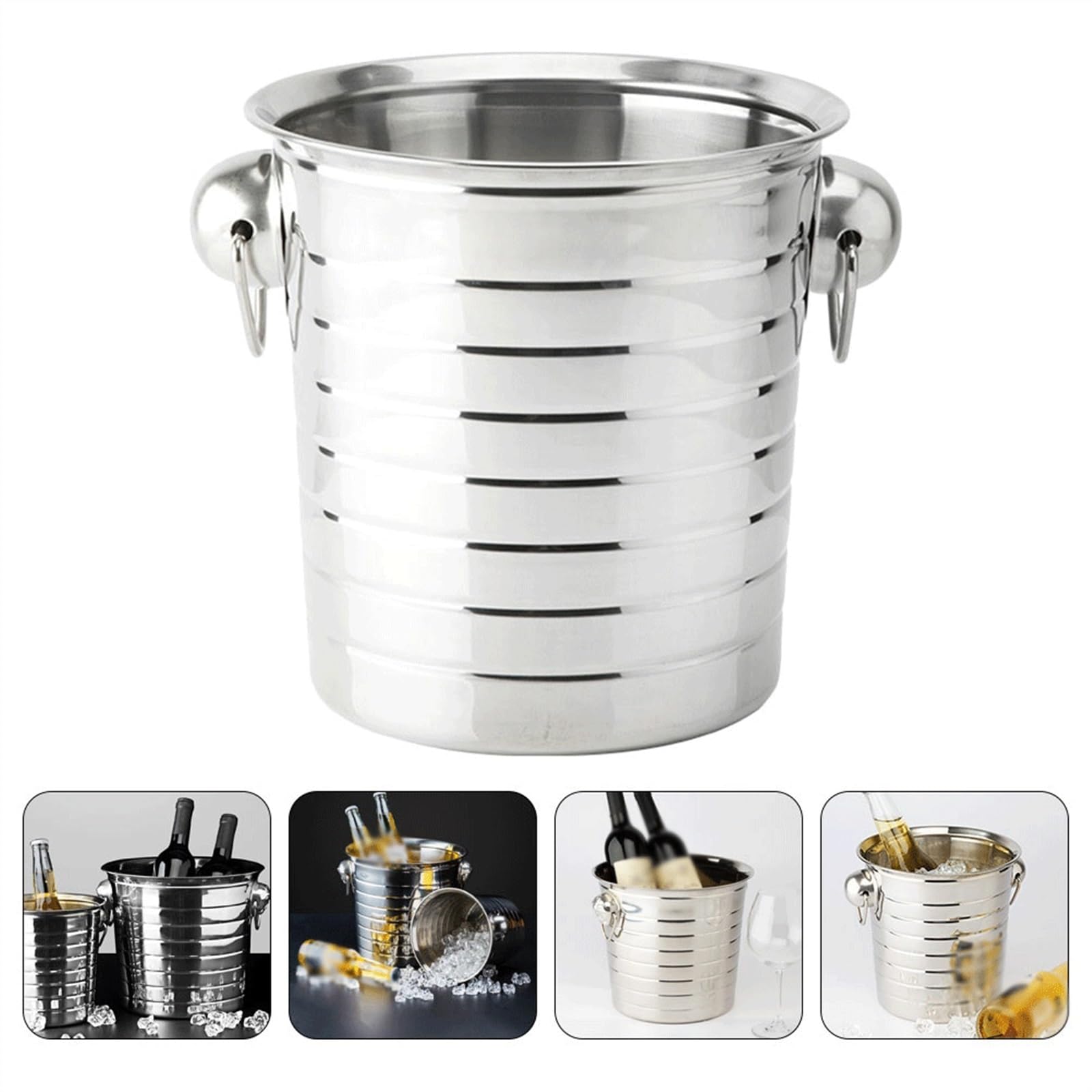 Cubitera/Enfriador Cubo de hielo de acero inoxidable, congelador portátil, KTV, fiesta, champán, botella de bebida, refrigeración resistente, 1 unidad, Enfriador de botellas de vino Cubiteras Botellas