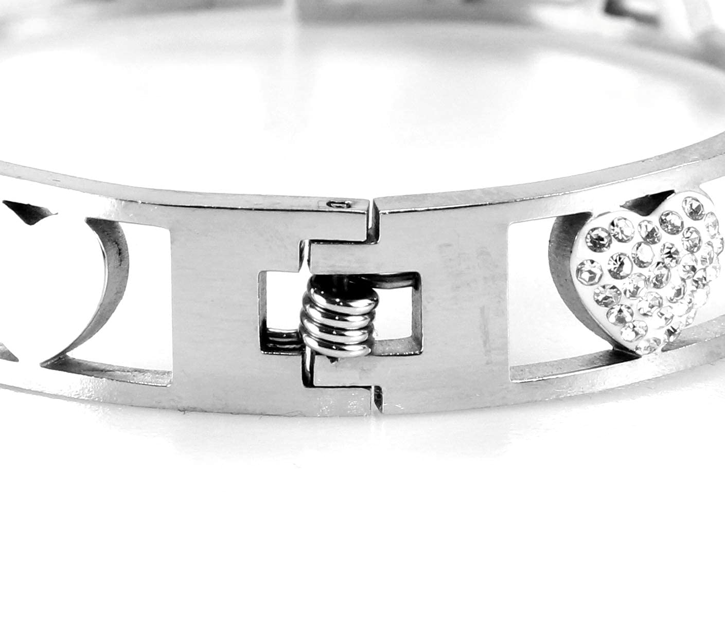 Flowers Bracciale Rigido Acciaio con Nome Vari e Zirconcini Sacchettino in Tessuto Scritta Nome ricoperta di Strass Brillantissimi Bracciale a Manetta Donna Chiusura a Molla Idea Regalo