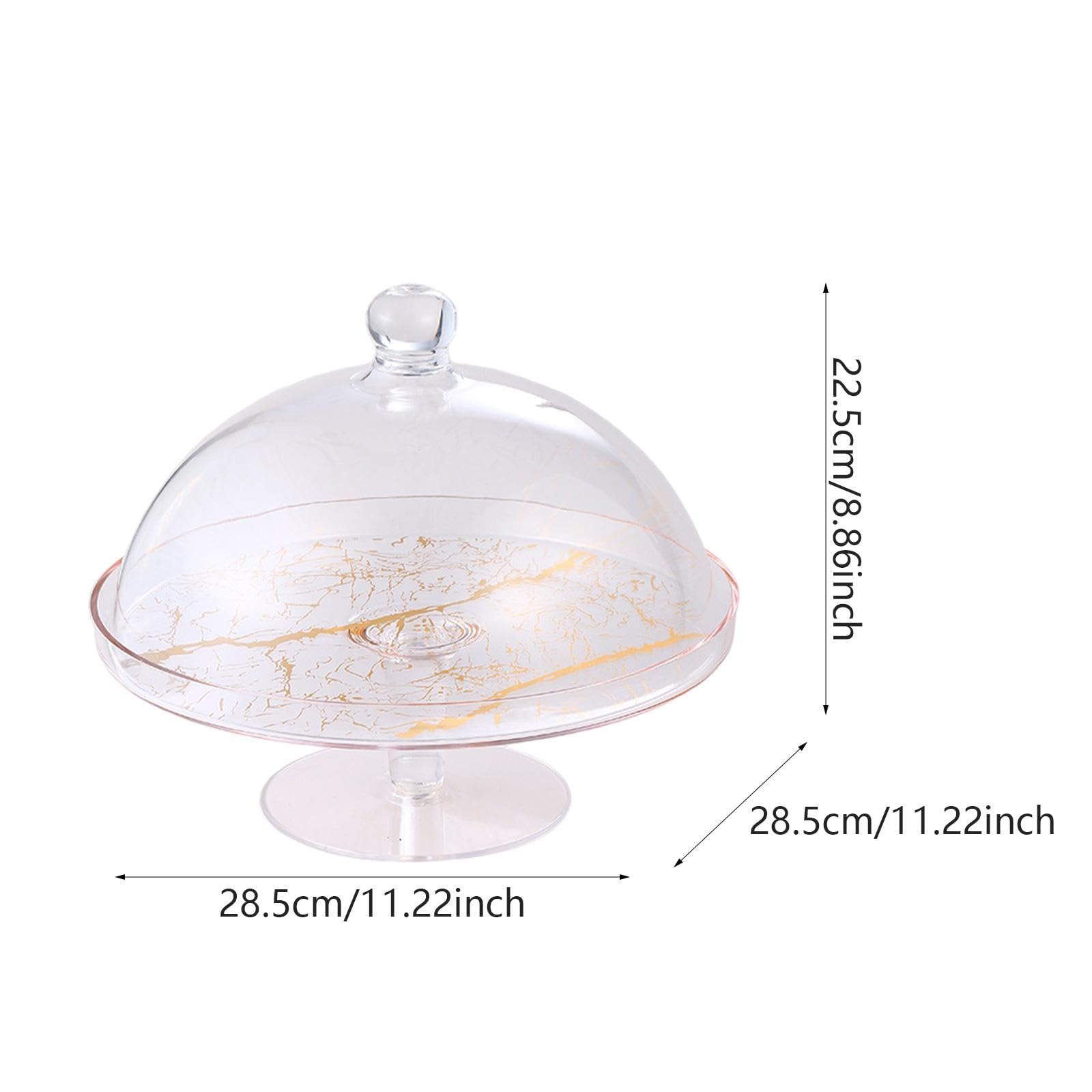 Soporte para Pasteles con Bandeja Abovedada Extraíble Y Patas Elevadas, Bandeja de Acrílico para Postres, Apta para Muffins, Ensaladas Y Dulces, Clear S, Individual