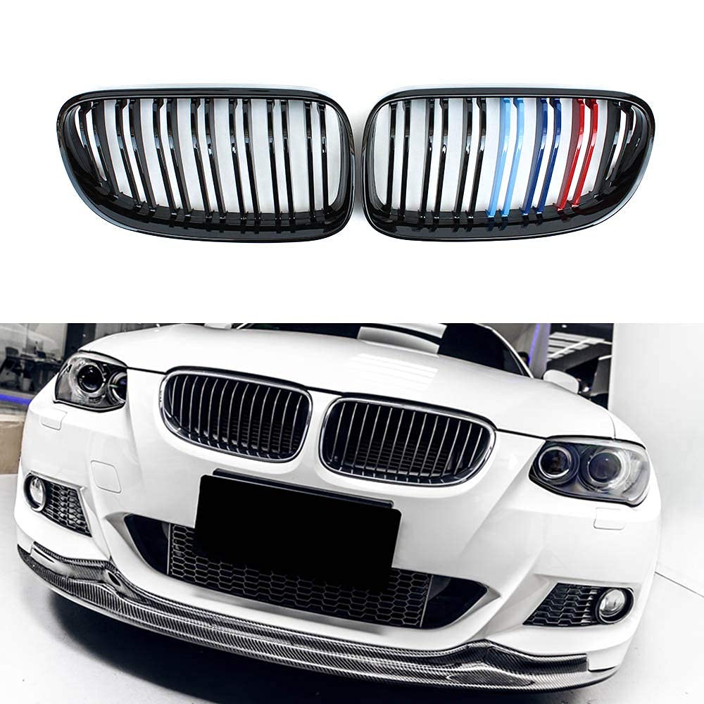 OPASDH Fits for BMW E92 E93 Replacement Front Bumper Kidney Grille 3 Series 320i 328i 330i LCI 2010-2013 (M Color)
