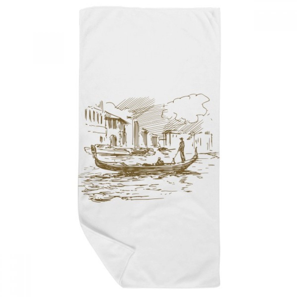 Serviette de bain douce motif bateau de rivière 35x70cm essuie-mains multicolor