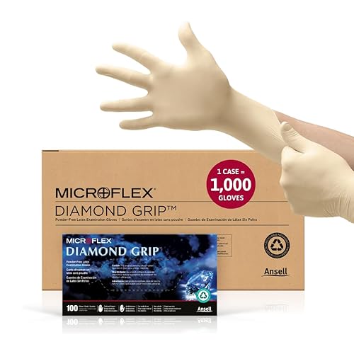 Miniatura 6 de Ansell Microflex Diamond Grip MF-300 - Guantes desechables de látex para industrias de automoción, maquinaria, grandes, transparente natural (caja