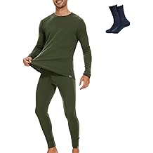 Merino Wool Base Layer Set for Men 100% Merino Wool Long Sleeve Thermal Underwear Lite - Midweight Top, Bottom