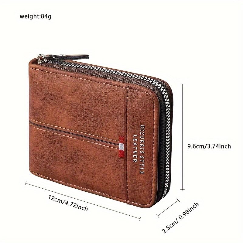 1pc Stylish Short PU Leather Wallet For Men, With Zipper Coin Pocket, Featuring A Multi-functional Patchwork Design With Multiple Card Slots4