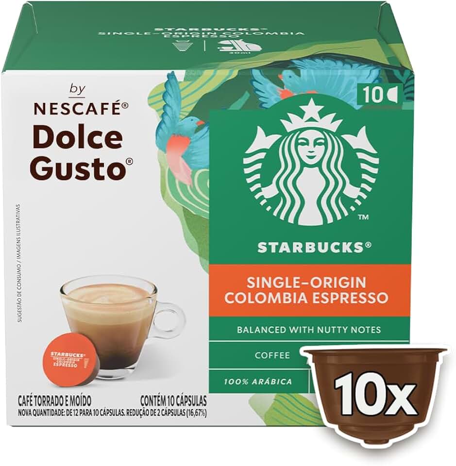 Café em Cápsula Torrado e Moído Espresso Starbucks Single-Origin Colombia Caixa 55g 10 Unidades