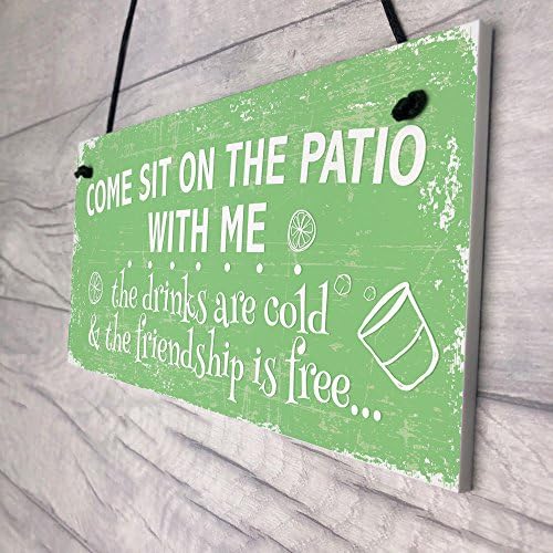 RED OCEAN Come Sit Shabby Chic Hanging Wall Sign Garden Shed Plaque Alcohol Friendship Gift Home Decor