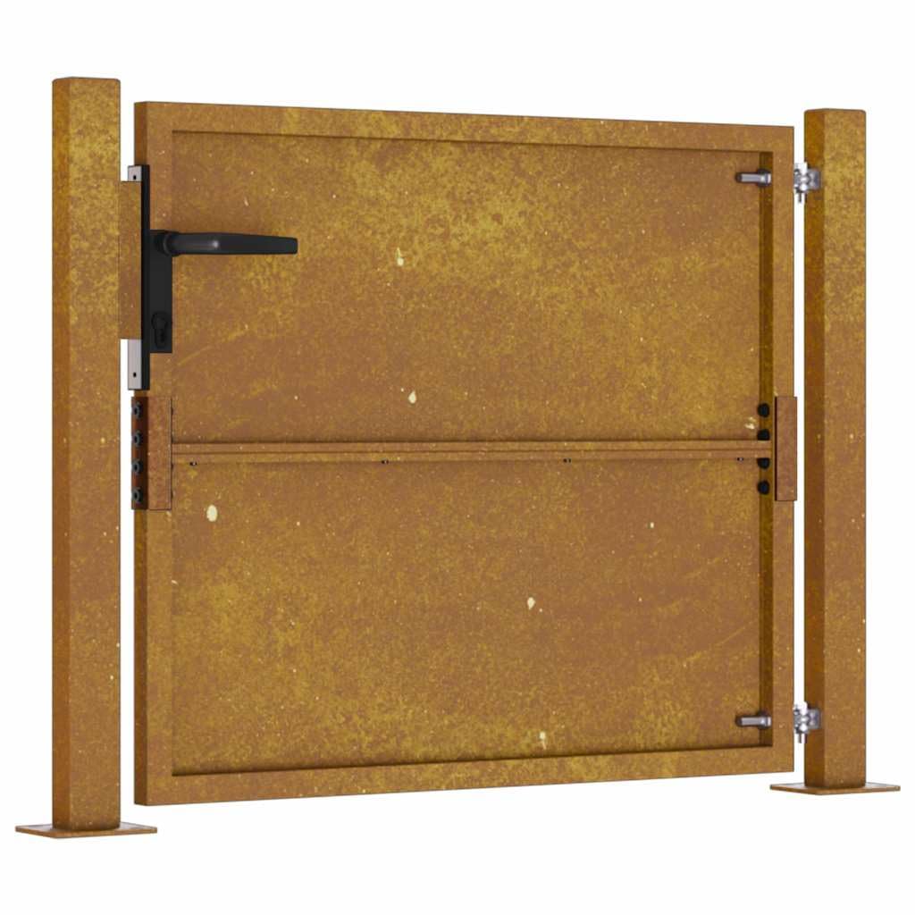 Portal Jardín Acero Corten 100 x 100 cm con Postes y Pestillo