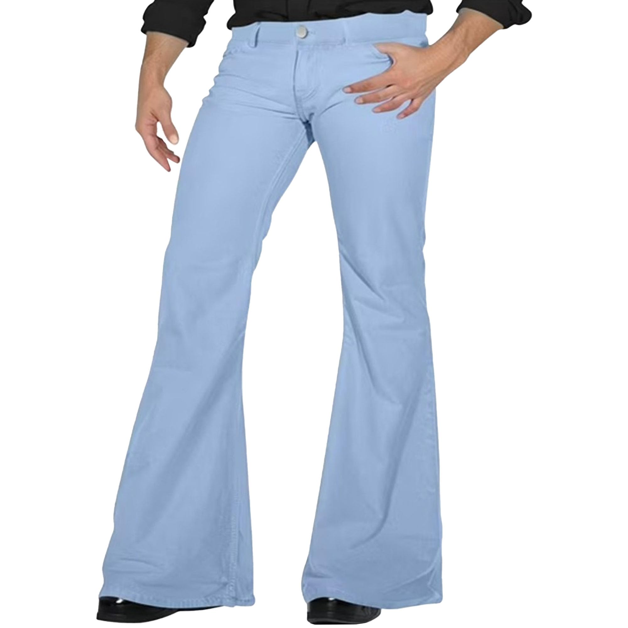 Men Retro 70S Style Flared Denim Pants Vintage Bell Bottom Jeans Classic for Disco Nights Jeans