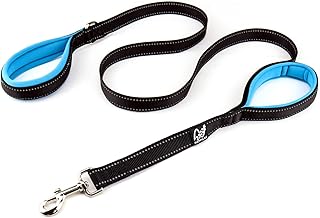 Happilax Dog Leash Medium to Large Dogs with Two Handles - Training Control - Reflective Dog Leash - Heavy Duty Rope for Small to Large Dogs - 5ft Long Nylon Leash - Neoprene Comfort Handles - Black