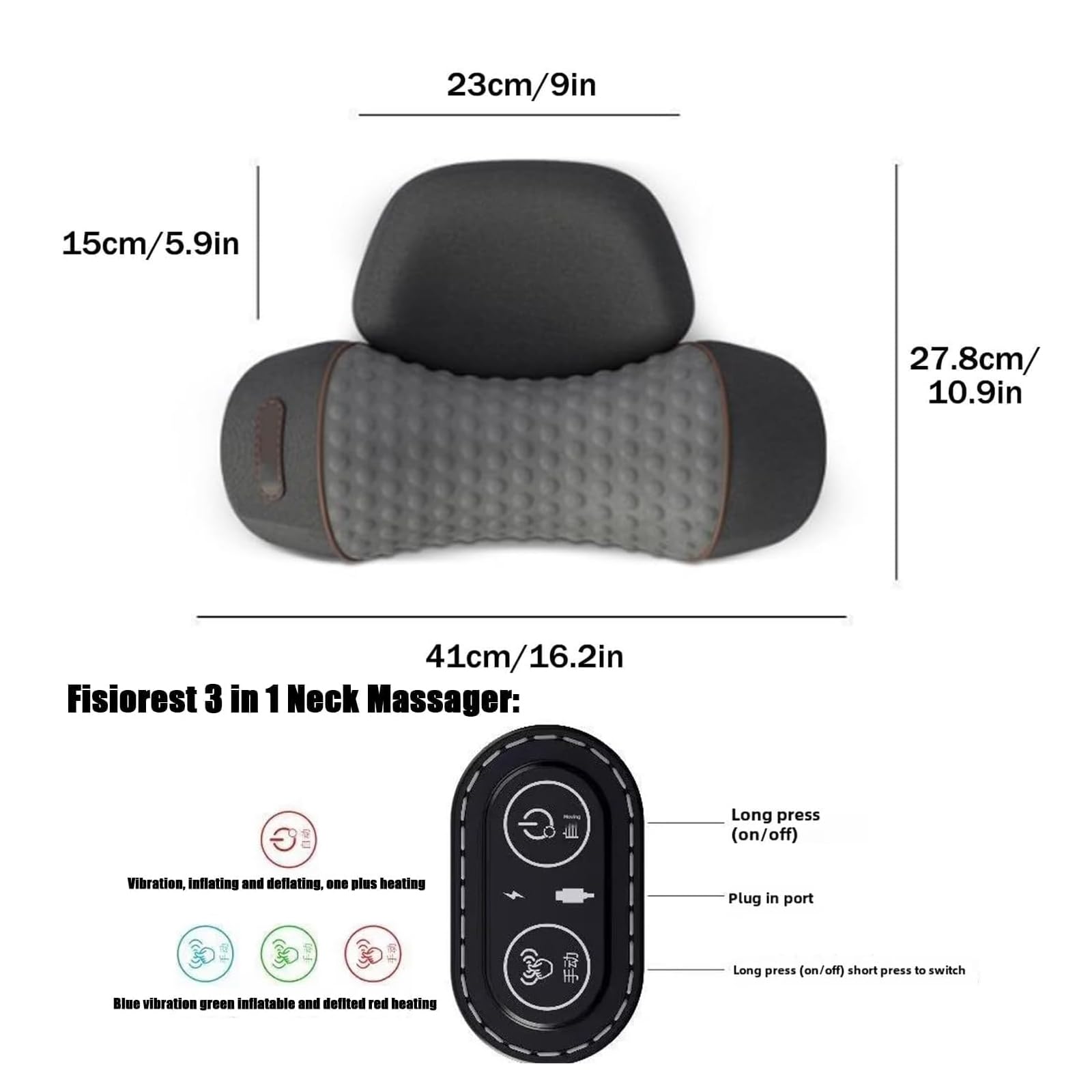 Artuvate Cervicale, Massaggiatore Cuscino 3 In 1 Per Il Collo, Relief Massager For Neck, For Neck Stretcher Massage Relaxe (Black)