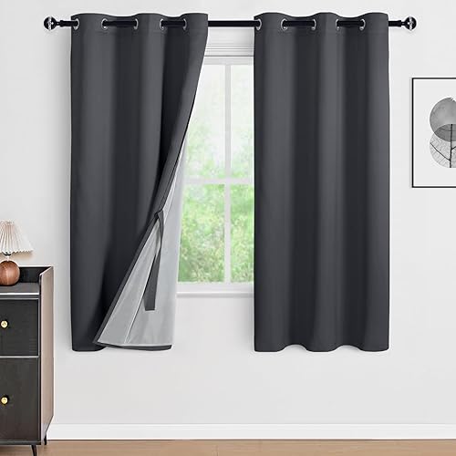 Miniatura 144 de DWCN Cortinas opacas 100% grises de 84 pulgadas de largo para dormitorio con forro negro, doble capa con aislamiento térmico, paneles de cortina