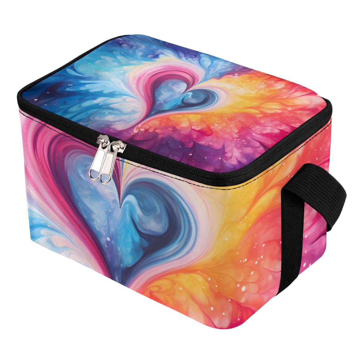 GzLeyigou Lunch Bags for Women Men 9 Cans,Abstract Heart Texture Hot & Cold Food Delivery Bag Insulated Grocery Bag Insulated Lunch Box Pinks Blue Heart Cooler Bag for Office Work Picnic Beach