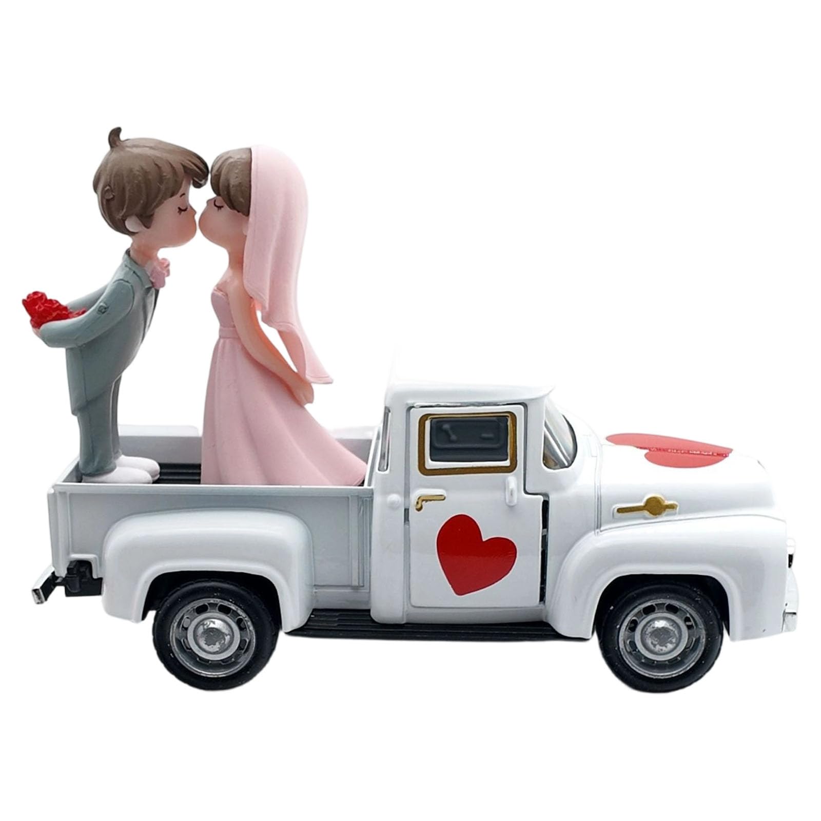 HDOYTXXM Classical Antique Metal Wedding Pickup Truck Ornament with Functional Door and Couple Figurines for Desktop Display Pickup Truck Decors