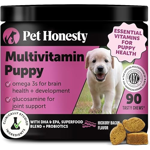 Multivitamin Puppy Treats - Essential Dog Supplements & Vitamins for Learning and Cognitive Development- Probiotics, Omega Fish Oil for Health, Heart & Immunity - Dog Health Supplies