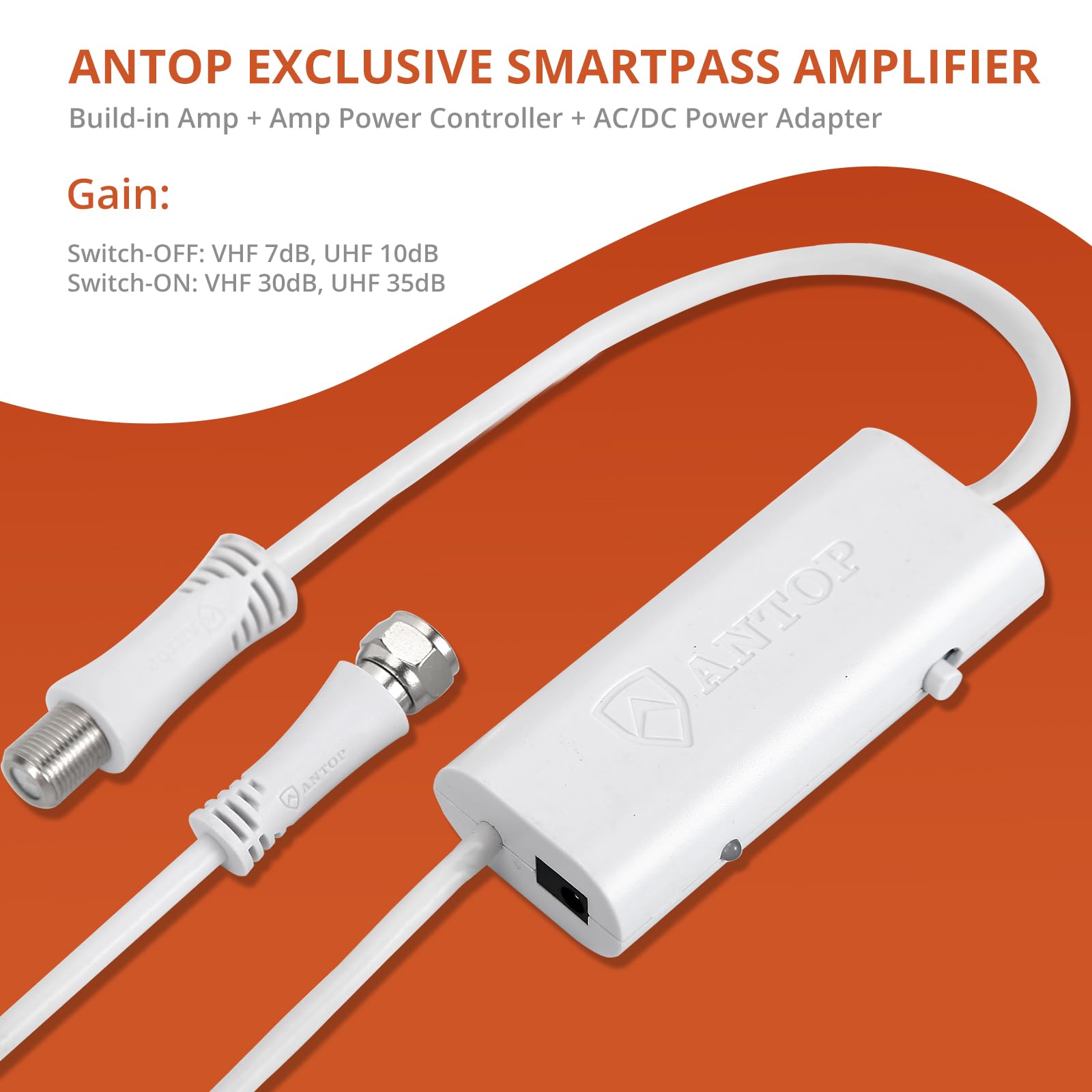 Outdoor HDTV Antenna - ANTOP AT-402BV Flat-Panel Smartpass Amplified Indoor TV Antenna and Outdoor TV Antenna