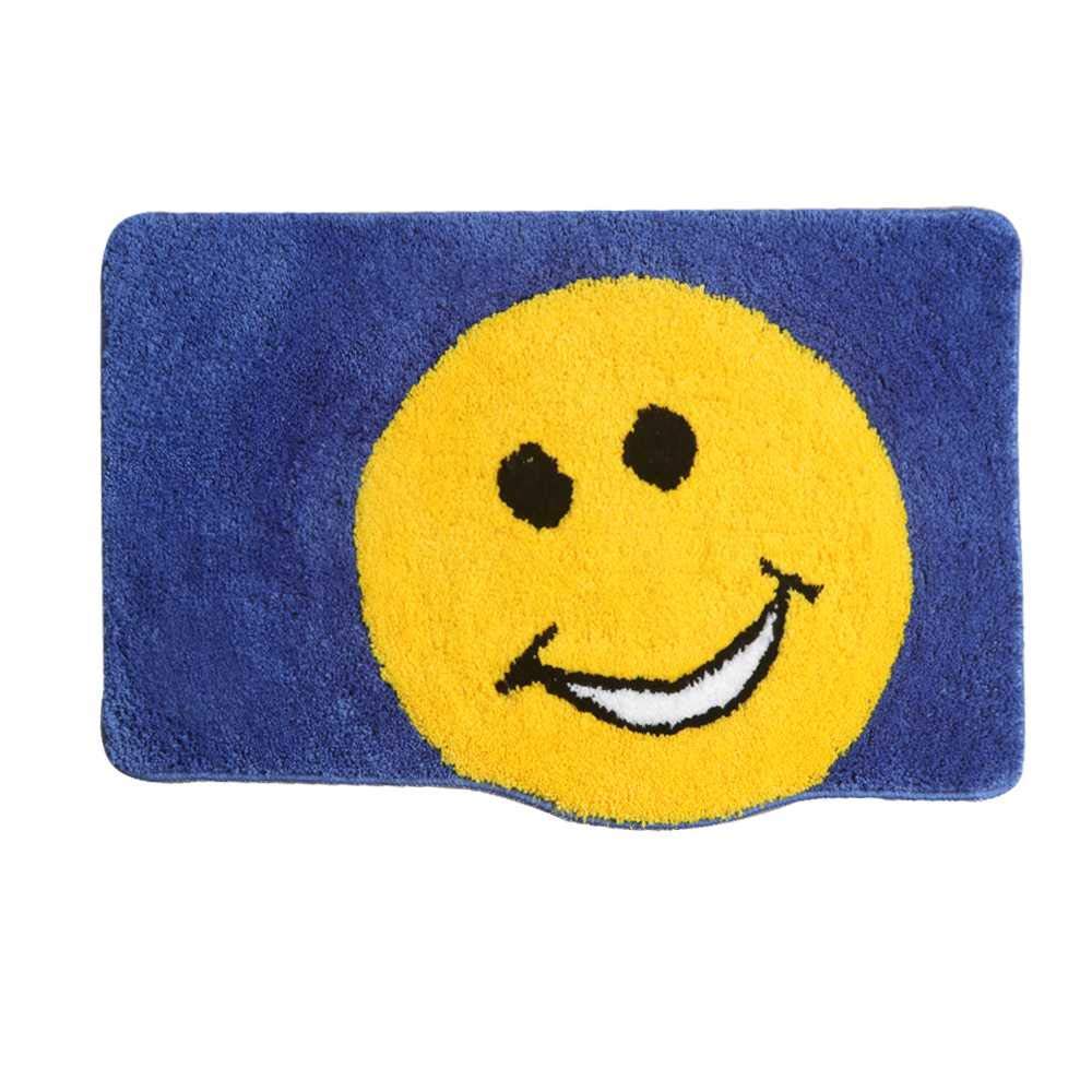 Tapis de bain antidérapant smile bleu évitez les glissades et décorez votre salle d'eau de 80 cm