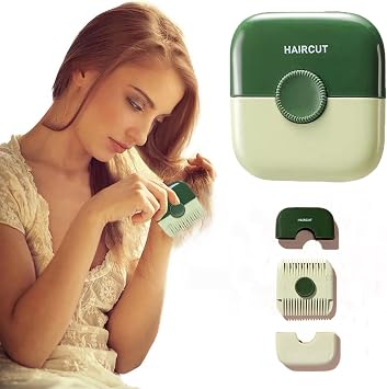 Childrens Hair Trimmer, 2 in 1 Hair Razor Cutting Comb Tools, Hair Clippers Hair Split End Trimmer, Bangs Trimmer, Split Ends Hair Trimmer for Women Green