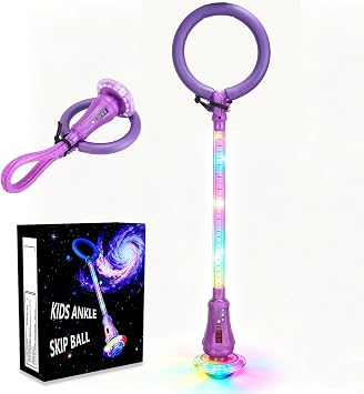 Skip Ball for Kids,Ankle Jumping Toy with LED Lights and Digital Counter | rechargeable with flashing colors, perfect birthday & Christmas Indoor outdoor Sports Games gift for girls ages 5-12