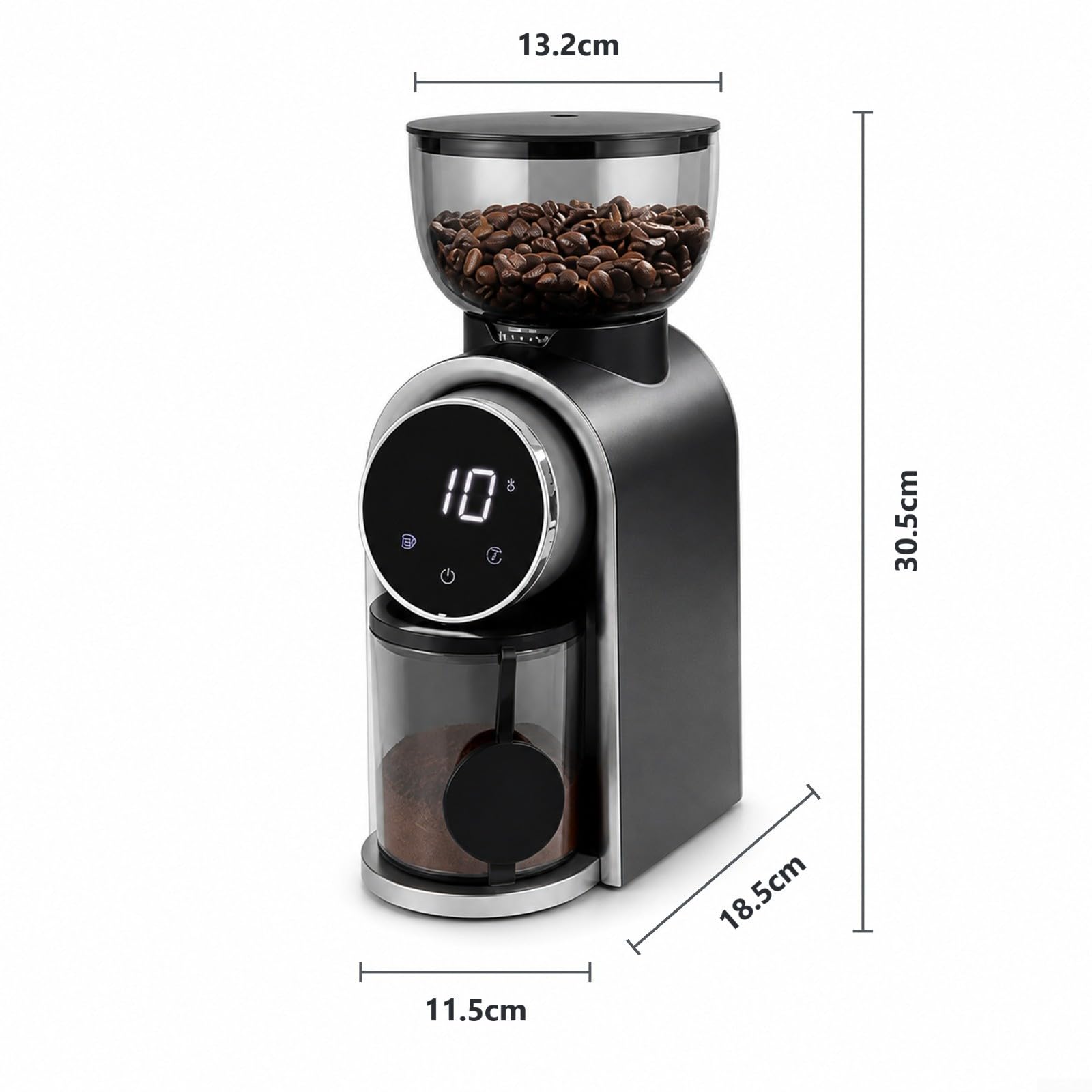 Elektrische Kaffeemühle Mit 30 Stufen & Touchscreen | Solider Werkstoff Wird An Der Brühstation Eingesetzt, Verbessert Den Arbeitsablauf Und Erleichtert Saubere Ergebnisse.