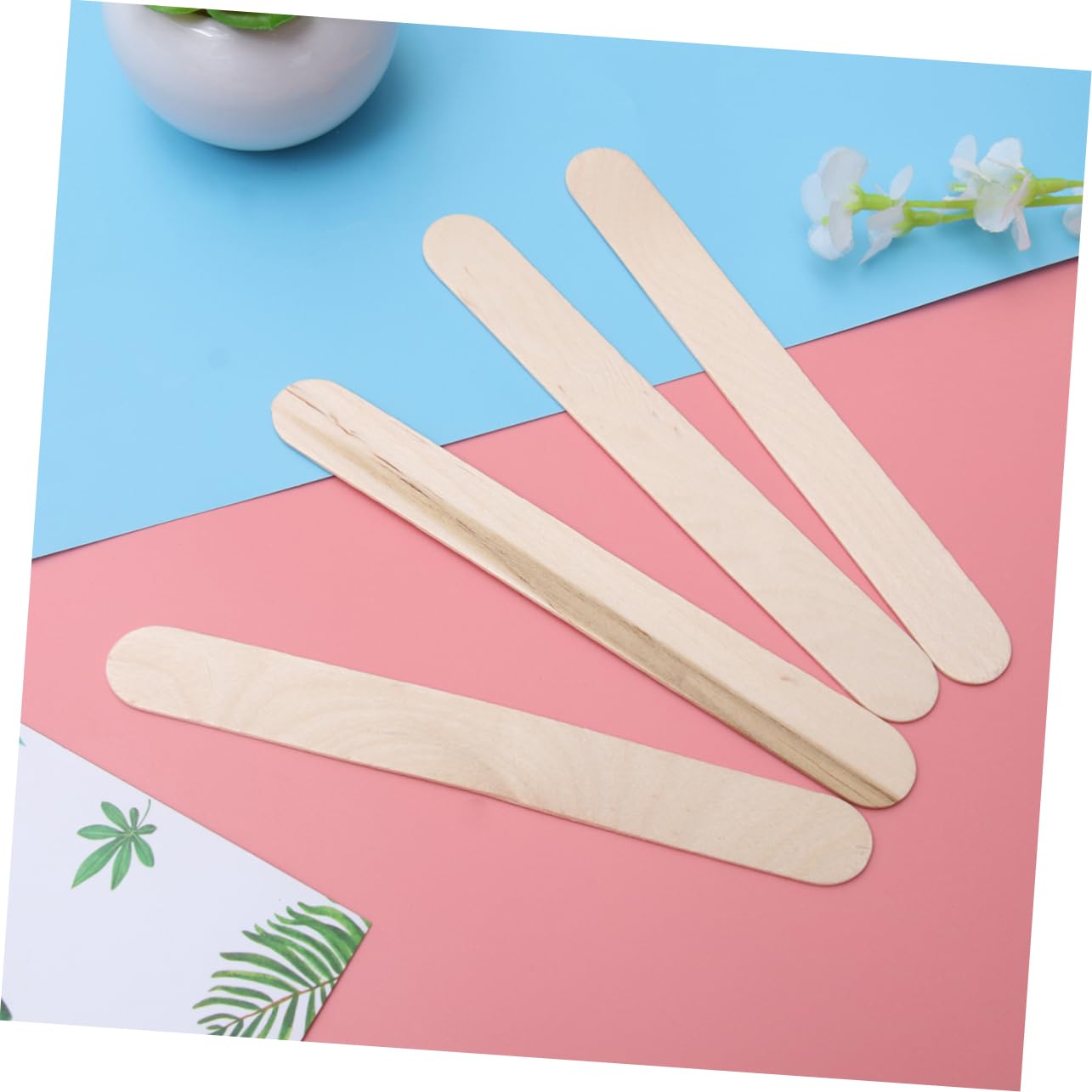 VALICLUD 50Pcs Wax Spatula Applicator Sticks for Hair Removal Wooden Waxing Sticks for Salon Home Use for Smooth Wax Application and Bikini Line Care