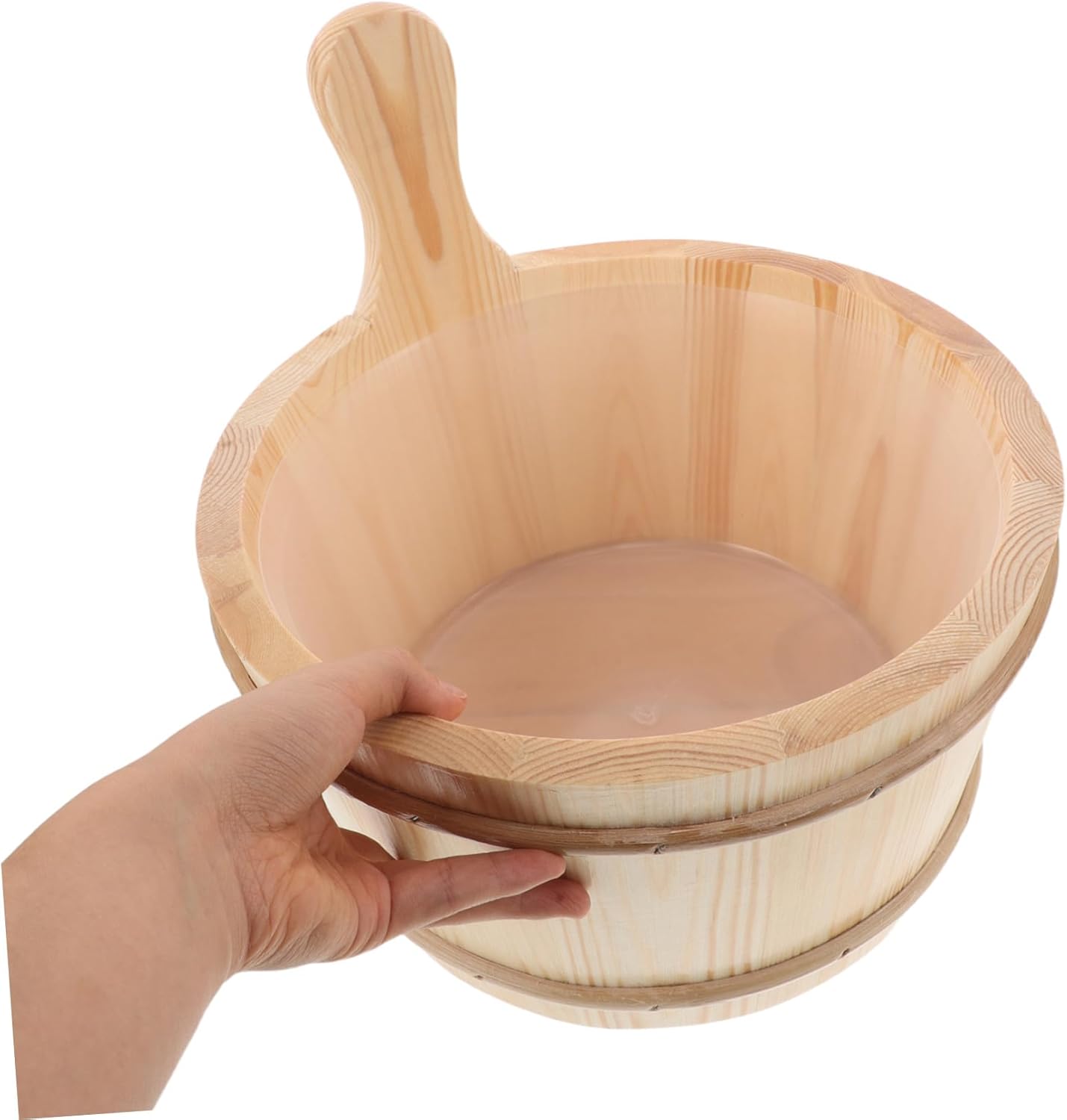 サウナバケツ 木製 内張り付き 蒸気調節可能 足湯用 天然木材製作 耐久性あり サウナアクセサリー スパ体験向上