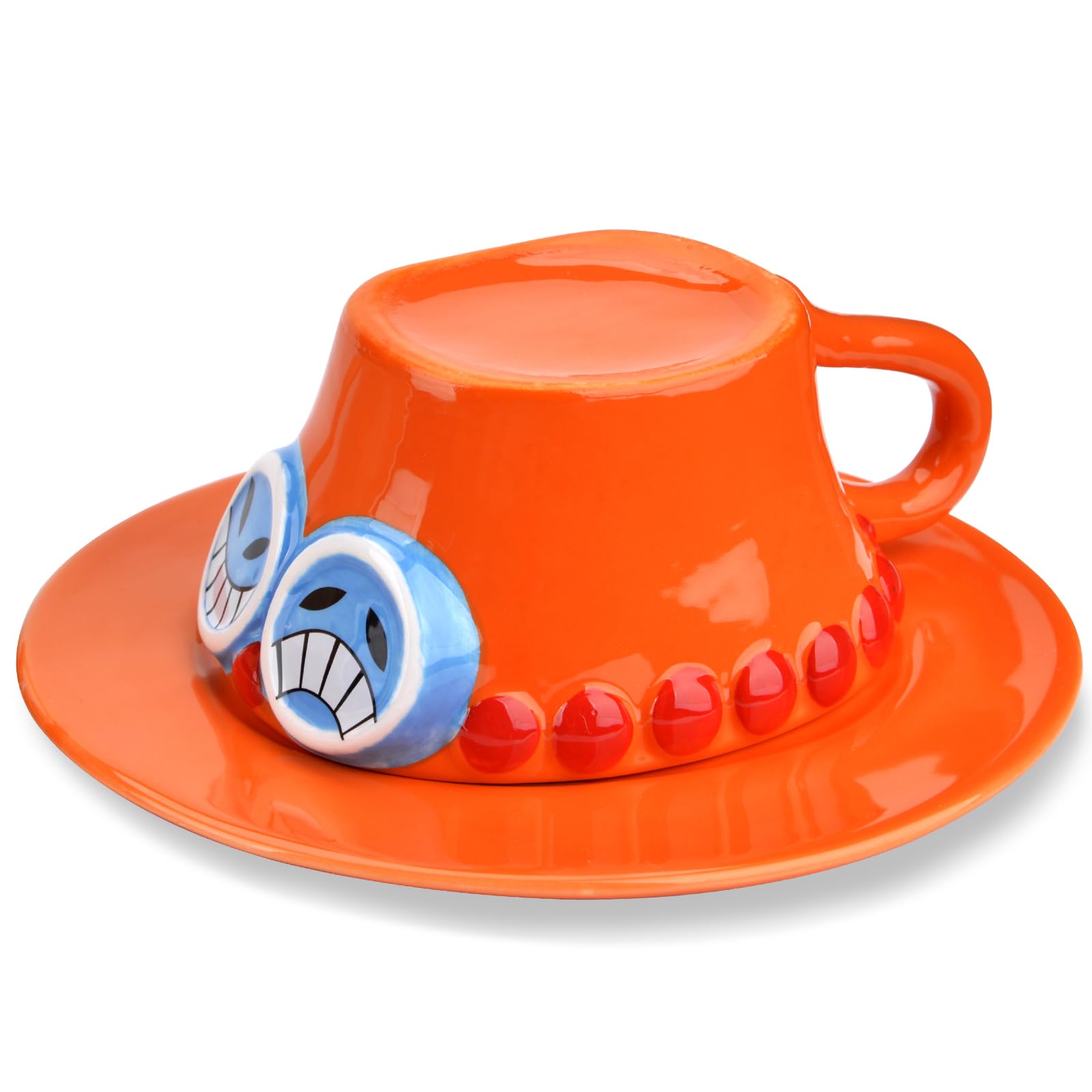 Tazza Anime One Piece Luffy Con Piattino A Forma Di Cappello Di Paglia | 250 Ml | Ceramica | Regalo Natale - 5