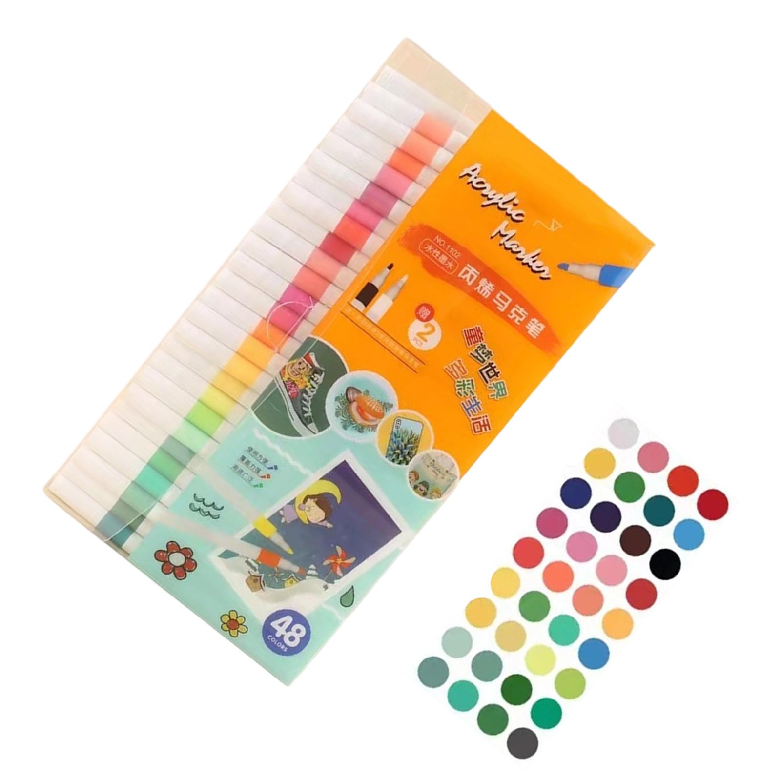 Buxuaaaa Quick-Drying Acrylic Paint Markers 36/48 / 60 Colors Art Pens for Drawing, Kids Coloring Projects Acrylic Paint Pen