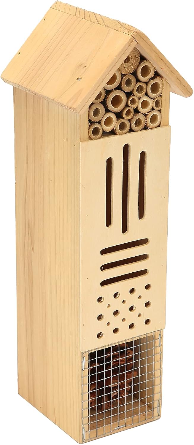RiToEasysports House Bee Hotel for Butterflies in Garden, Exquisite Wooden Design Using Logs Pine Cone, 1 Item