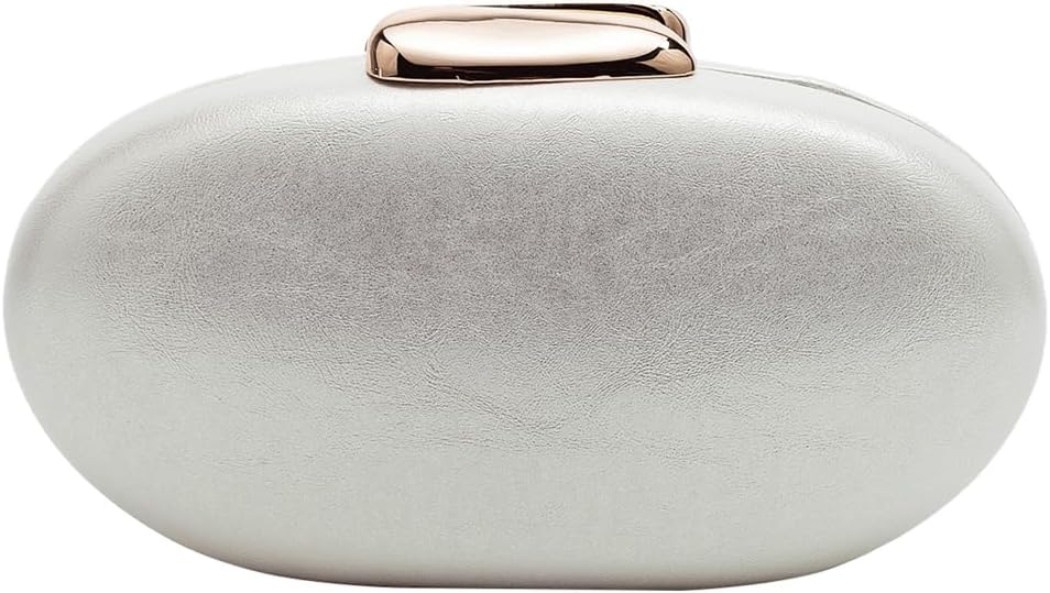 Oval Stylish PU Leather Evening Shoulder Clutch Bag Egg Shape Elegant Women Handbag for Wedding Party Banquet