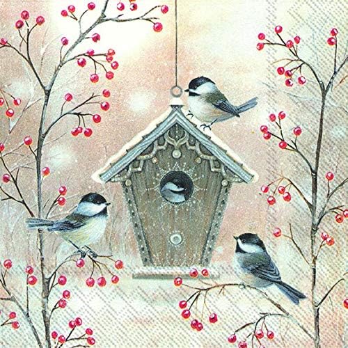 IHR 20 Luxury Paper Cocktail Napkins- Beautiful Birdhouse