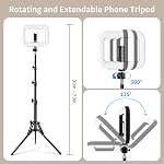 yAyusi Selfie Ring Light Tripod for iPhone, 73" Extendable Selfie Stick Phone Tripod with Light for Cell Phone, Dimmable Tripods Ring Light with Phone Holder and Stand for Video Recording/Live Stream