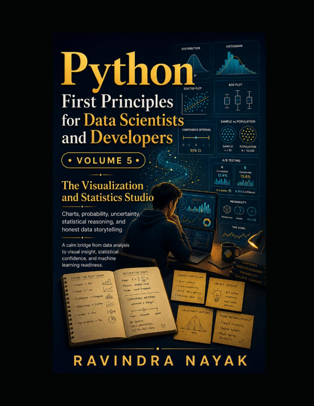 Python First Principles for Data Scientists and Developers: Volume 5 The Visualization and Statistics Studio (Think in Python: A First-Principles ... & AI From Zero Fear to Research-Ready Code)