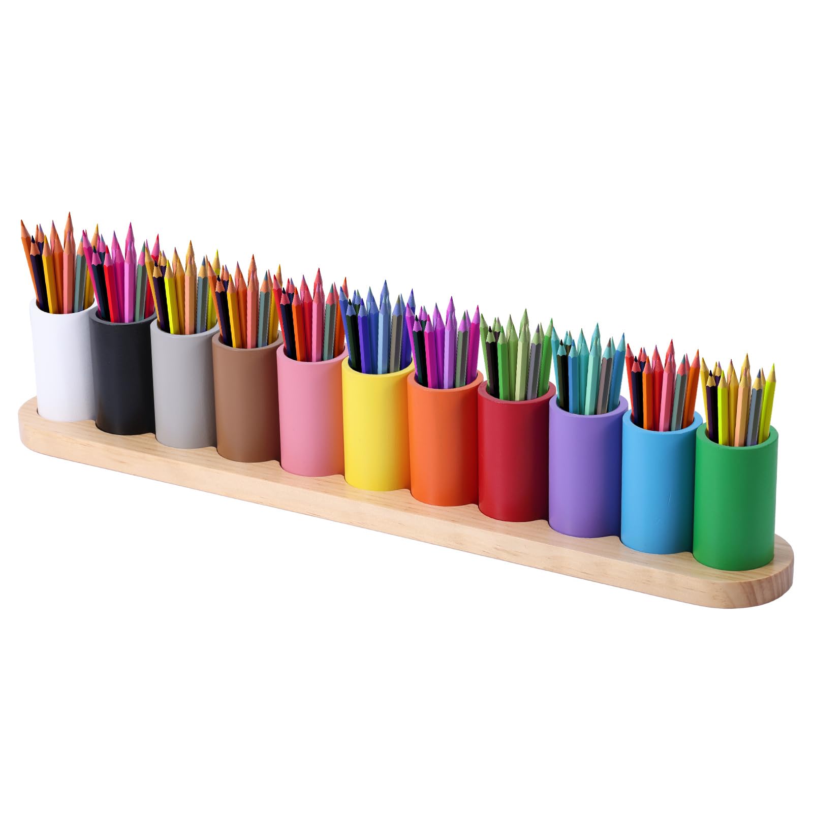 Amazon.com: Diegimr Wooden Colored Pencil Holder, Montessori