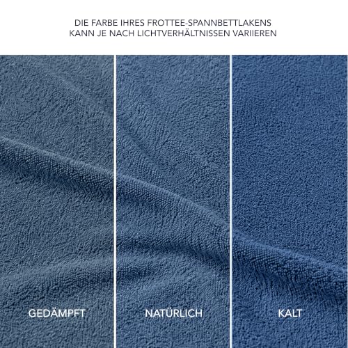 Dreamzie Spannbettlaken 90x200 Hellblau - Frottee 80% Baumwolle, Oeko-Tex – Ansicht 6