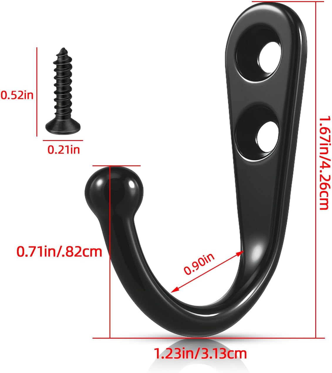 Black Wall Mounted Coat Hooks, Rustproof Metal Hooks for Hanging with Screws—Perfect for Bathroom, Kitchen, Hat, Towel, Keys, Bag. Versatile and Convenient Wall Hooks (10 Pack)