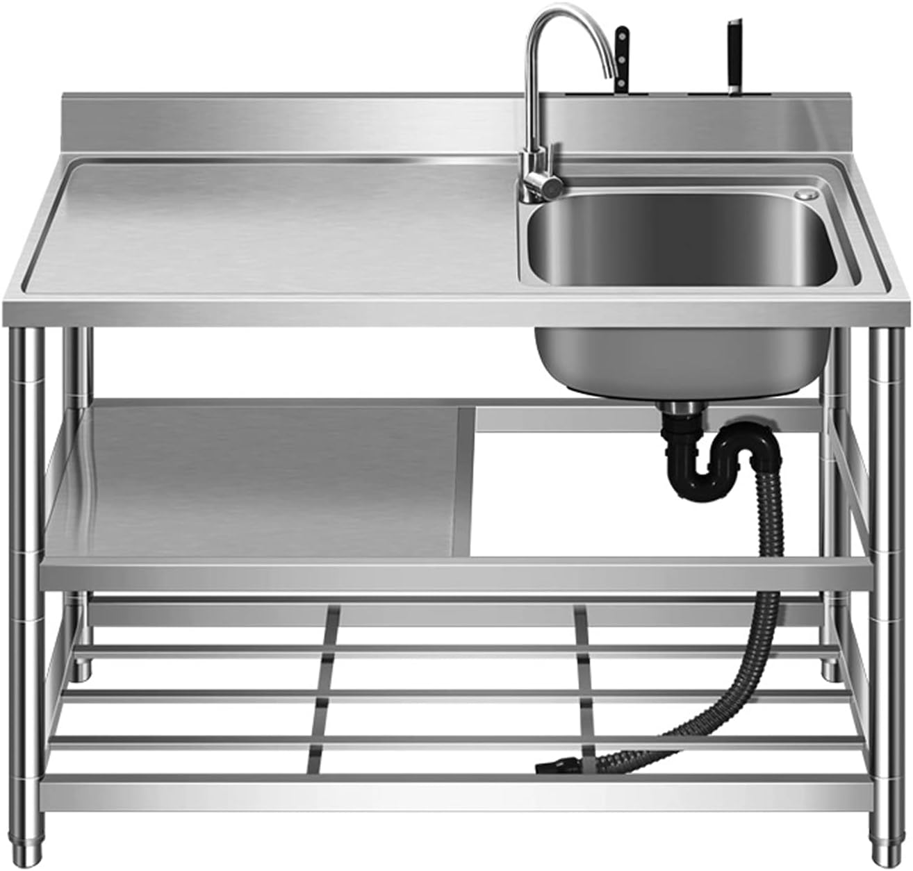 Amazon Com Stainless Kitchen Sink Non Magnetic Handmade Sink 1 Compartment Catering Sink Unit With Bracket Thickened Table Top Stainless Sink Size 90x50x85 Color Right Everything Else