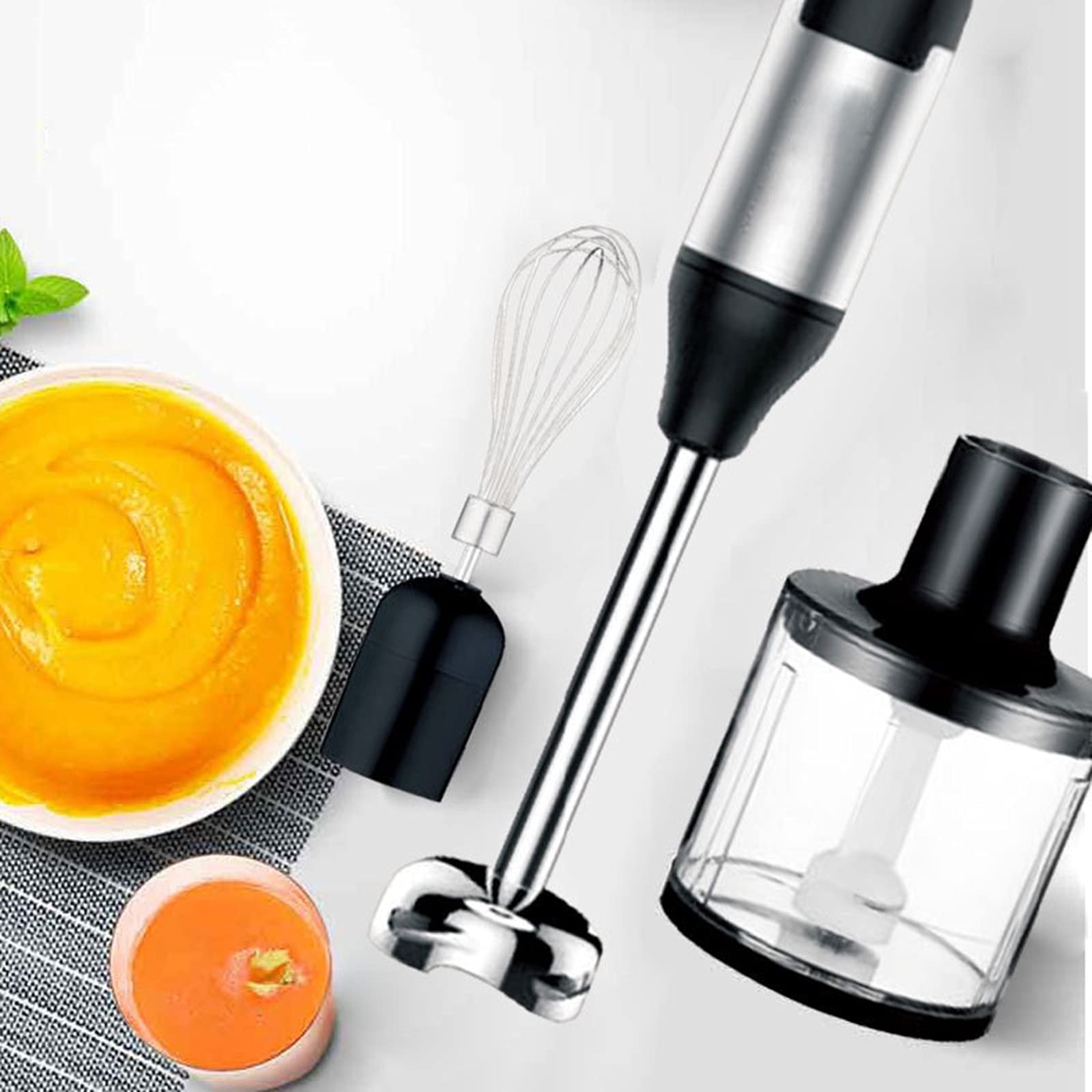 4-in-1 staafmixer Melkopschuimer, USB Oplaadbaar met onderdompeling met 5 snelheden Handblender Elektrische mixer Garde Handheld Schuimmaker