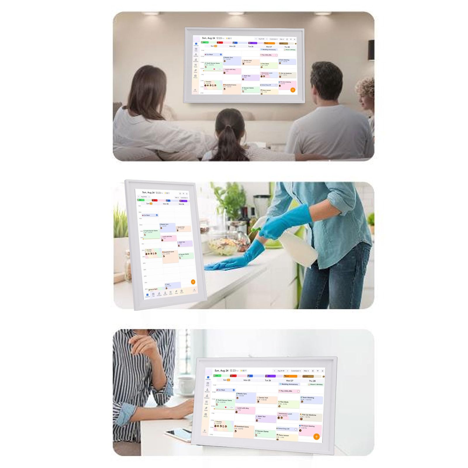 Grafico dei Lavori del Calendario Digitale WiFi Touch Screen da 15,6 Pollici per Famiglie con Allarme Forte