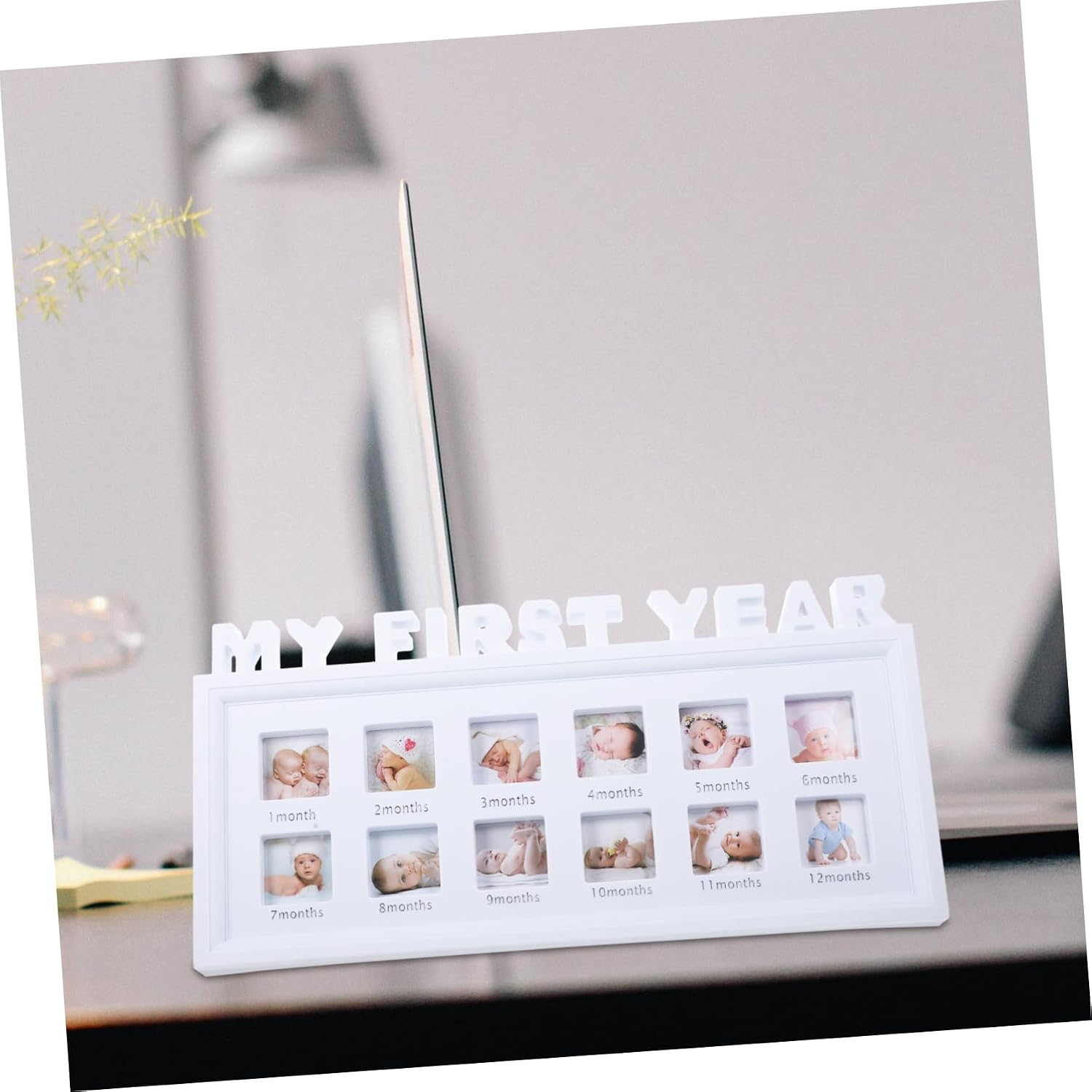 Milisten 12 Months Baby Growth Keepsake Frame Baby First Year Photo Collage Display