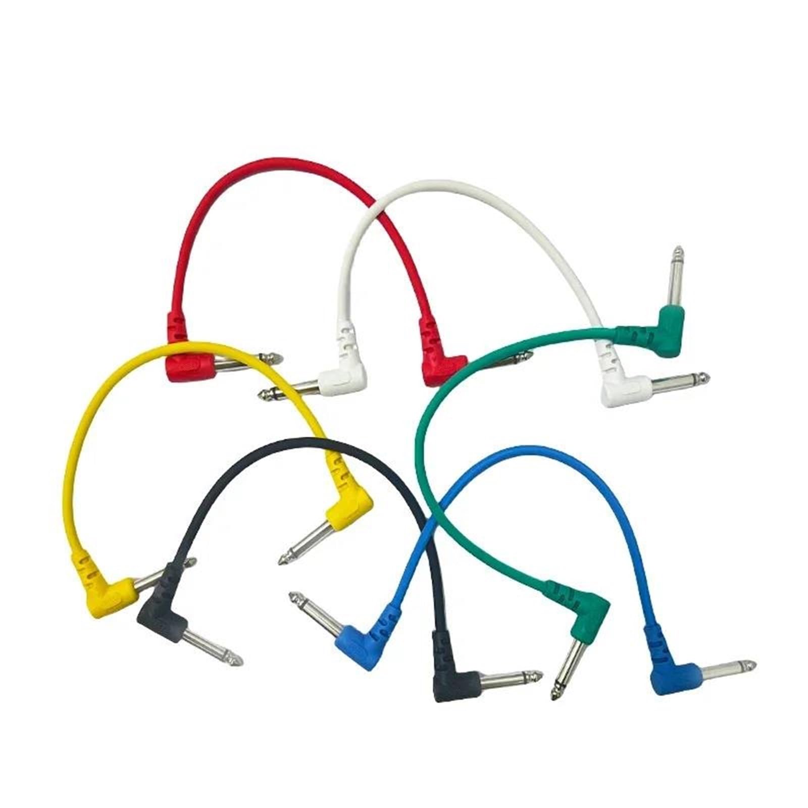 6 Pak Kabli Z Wtyczkami Kątowymi 1/4" Do Gitar Elektrycznych Basowych I Innych Instrumentów Kable Gitarowe O Niskim Poziomie Szumów