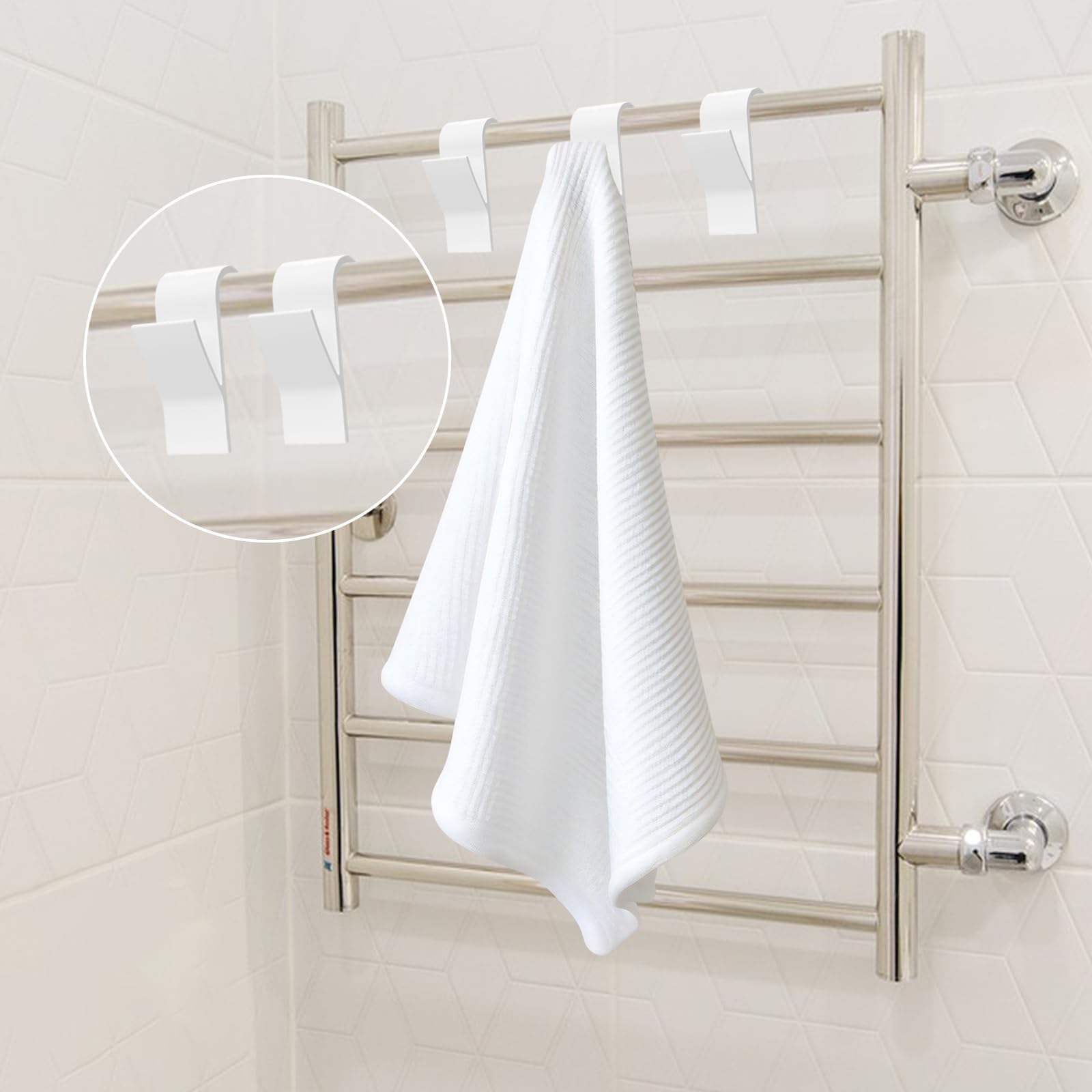 GSKQCRPR Heavy Duty Radiator Hooks 12 Pack Rustproof Bathroom Towel Hangers for Showers Robes & Coats - Image 4
