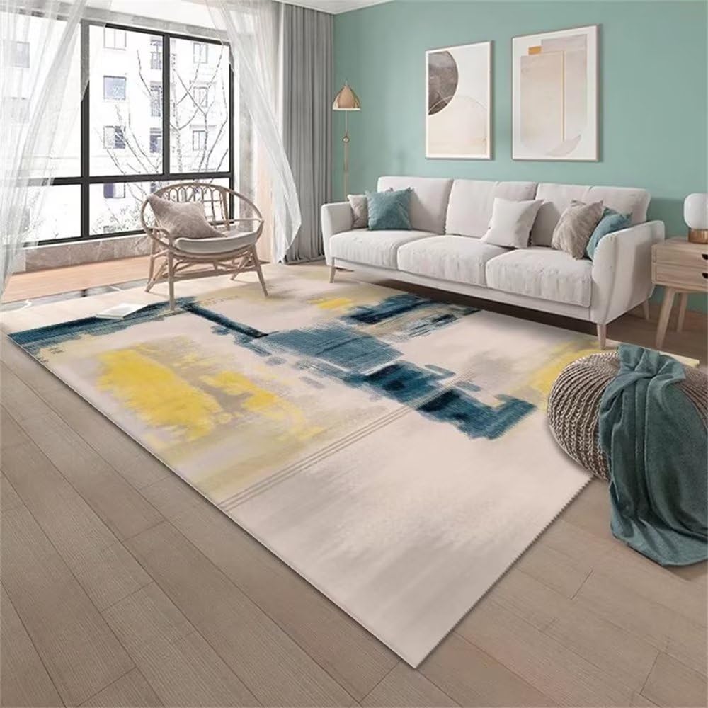 Chambre adulte tapis d'entrée résistant gris-bleu 200X300CM pour salon