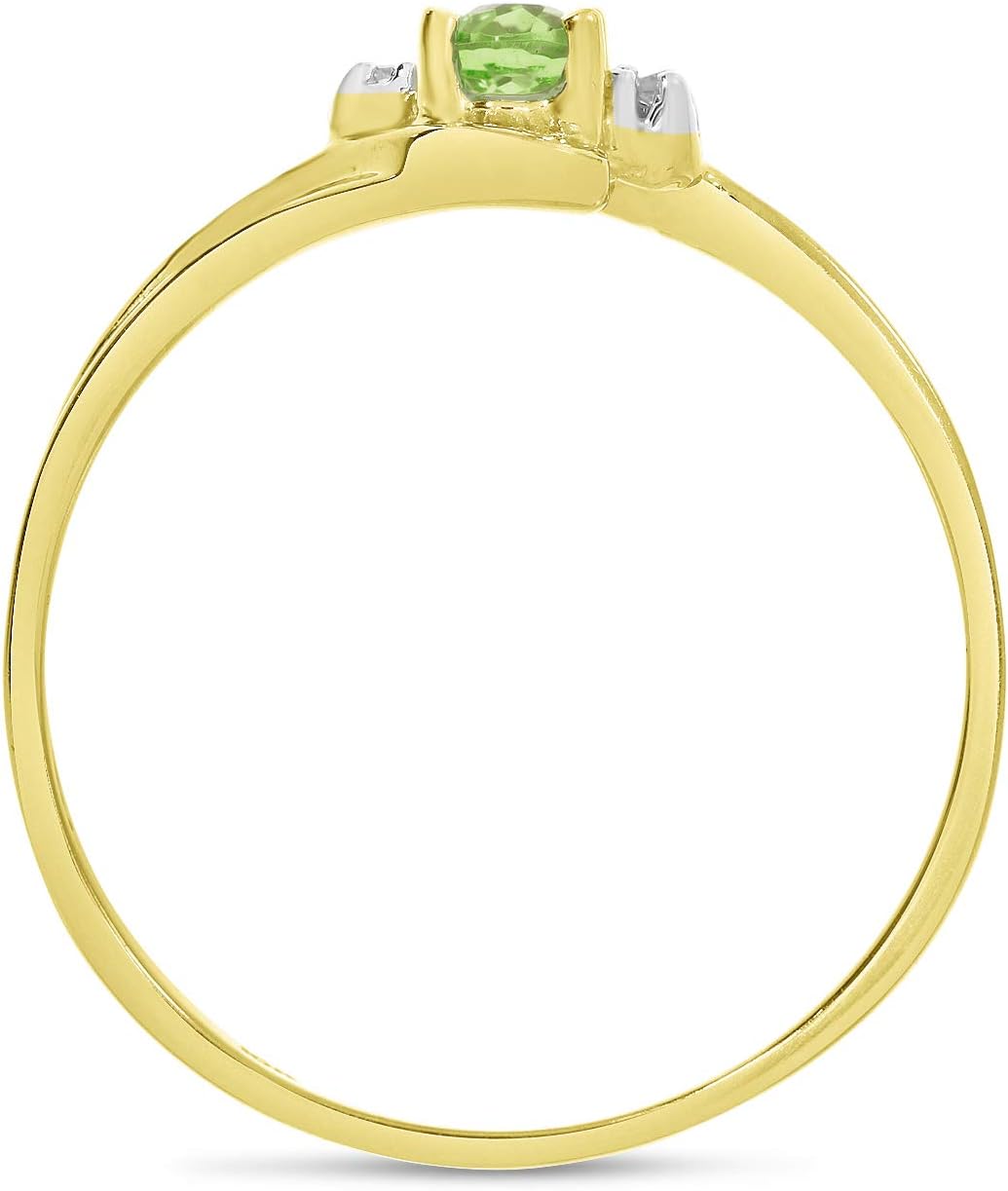 14k Yellow Gold Oval Peridot And Diamond Ring